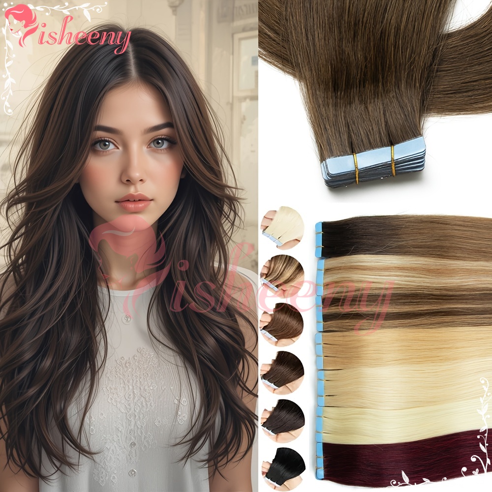 Invisible Tape In Extensions Real Hair - Extensions de cheveux à pose adhésive