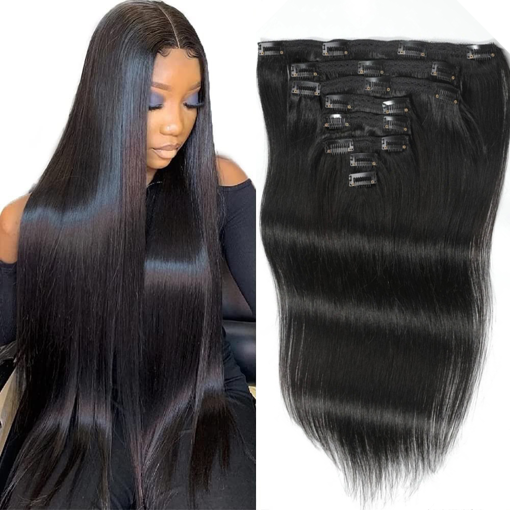 Seamless Clip In Hair Extensions Human Hair - Extensions de cheveux lisses à clips,
